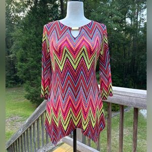 Sunny Leigh Multi Color Chevron Tunic Top